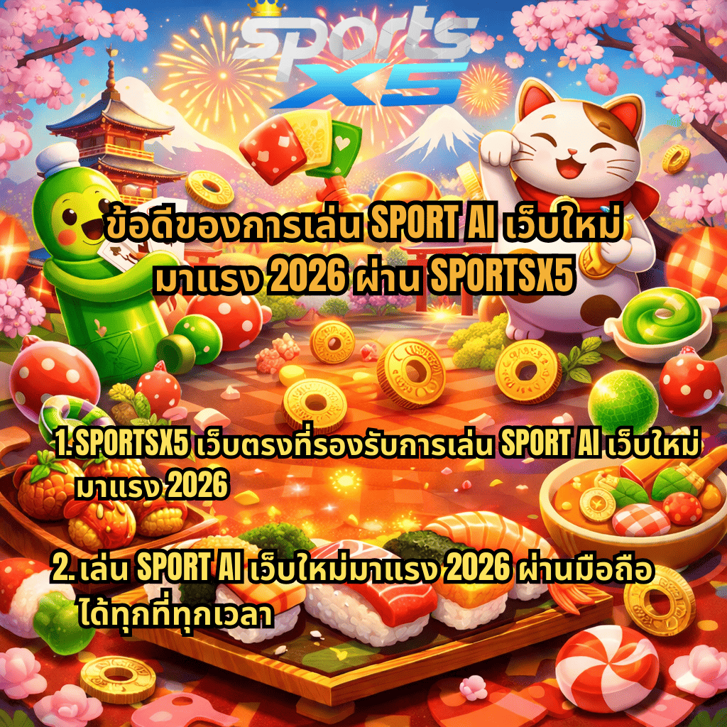 ข้อดีของการเล่น SPORTAI เว็บใหม่มาแรง 2026 ผ่าน SPORTSX5 เล่นสล็อตผ่านมือถือได้ทุกที่ทุกเวลา ภาพธีมเกมสล็อตญี่ปุ่น Oishi Delights มีแมวกวัก ซูชิ เหรียญทอง ดอกซากุระ และภูเขาไฟฟูจิ สีสันสดใสสไตล์สล็อตคาสิโนออนไลน์