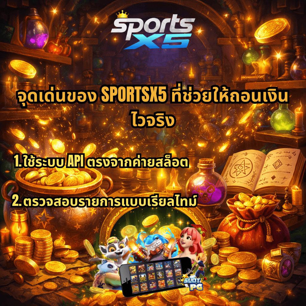 จุดเด่น SPORTSX5 ช่วยให้ถอนเงินไว LSM99 ธีม Alchemy Gold เหรียญทองเวทมนตร์ ใช้ระบบ API ตรงจากค่ายสล็อต ตรวจสอบรายการแบบเรียลไทม์ พร้อมเล่นสล็อต PG บนมือถือ